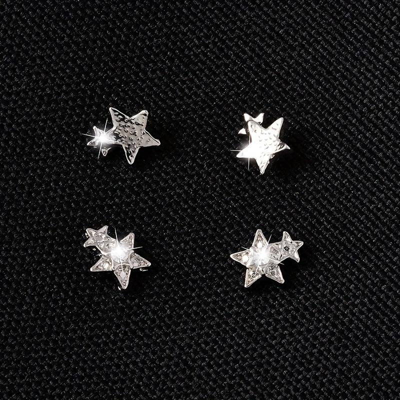 5pcs Zircon Double Star Nail Art Charms for Easter and DIY Nail Designs