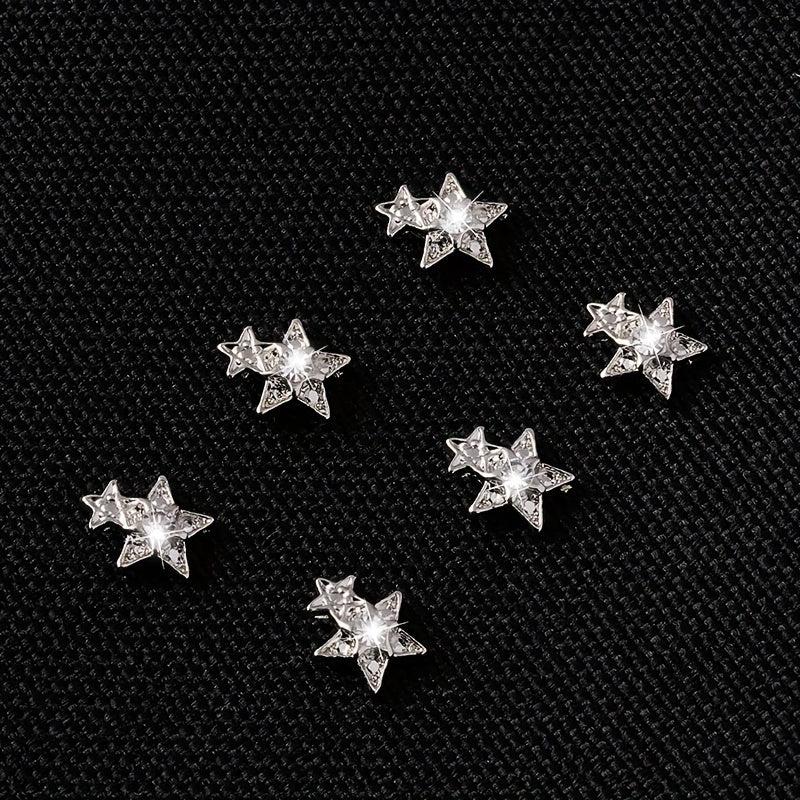 5pcs Zircon Double Star Nail Art Charms for Easter and DIY Nail Designs