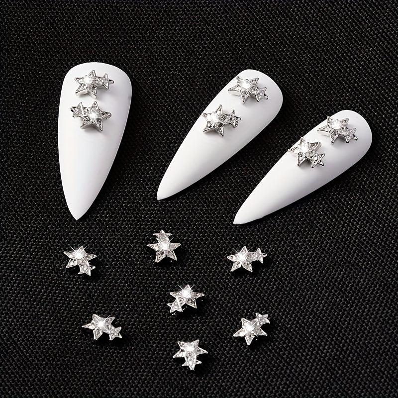 5pcs Zircon Double Star Nail Art Charms for Easter and DIY Nail Designs