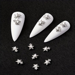 5pcs Zircon Double Star Nail Art Charms for Easter and DIY Nail Designs