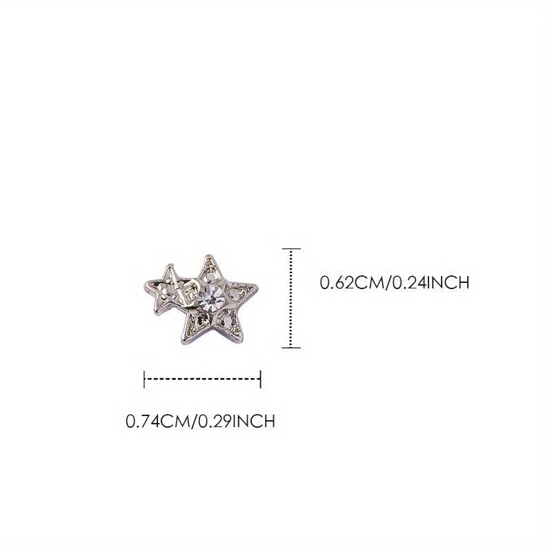 5pcs Zircon Double Star Nail Art Charms for Easter and DIY Nail Designs