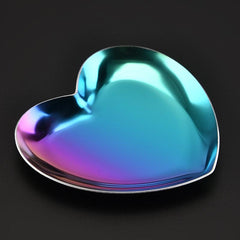 Heart Shaped Jewelry Plate Container Stainless Steel Trinket Storage Box Tray