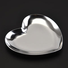 Heart Shaped Jewelry Plate Container Stainless Steel Trinket Storage Box Tray