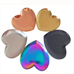 Heart Shaped Jewelry Plate Container Stainless Steel Trinket Storage Box Tray