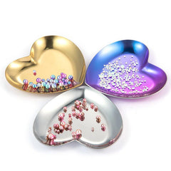 Heart Shaped Jewelry Plate Container Stainless Steel Trinket Storage Box Tray
