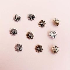 10pcs Metal Spider Web Nail Art Charms with Rhinestones