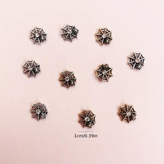 10pcs Metal Spider Web Nail Art Charms with Rhinestones