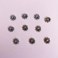 10pcs Metal Spider Web Nail Art Charms with Rhinestones