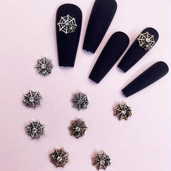 10pcs Metal Spider Web Nail Art Charms with Rhinestones