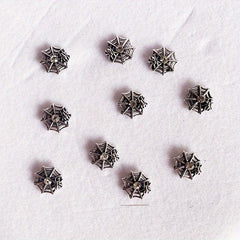 10pcs Metal Spider Web Nail Art Charms with Rhinestones