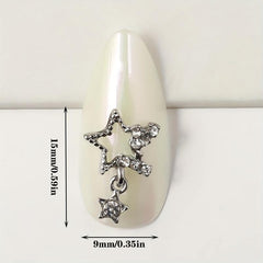 20pcs Silver Star Nail Charms with Rhinestone 3D Alloy Art Jewels for Women DIY