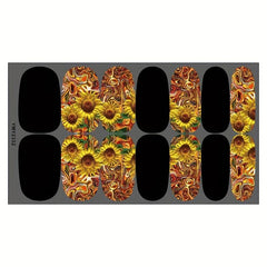 Sunflower Nail Art Stickers Full Wrap with 2 Nail Files