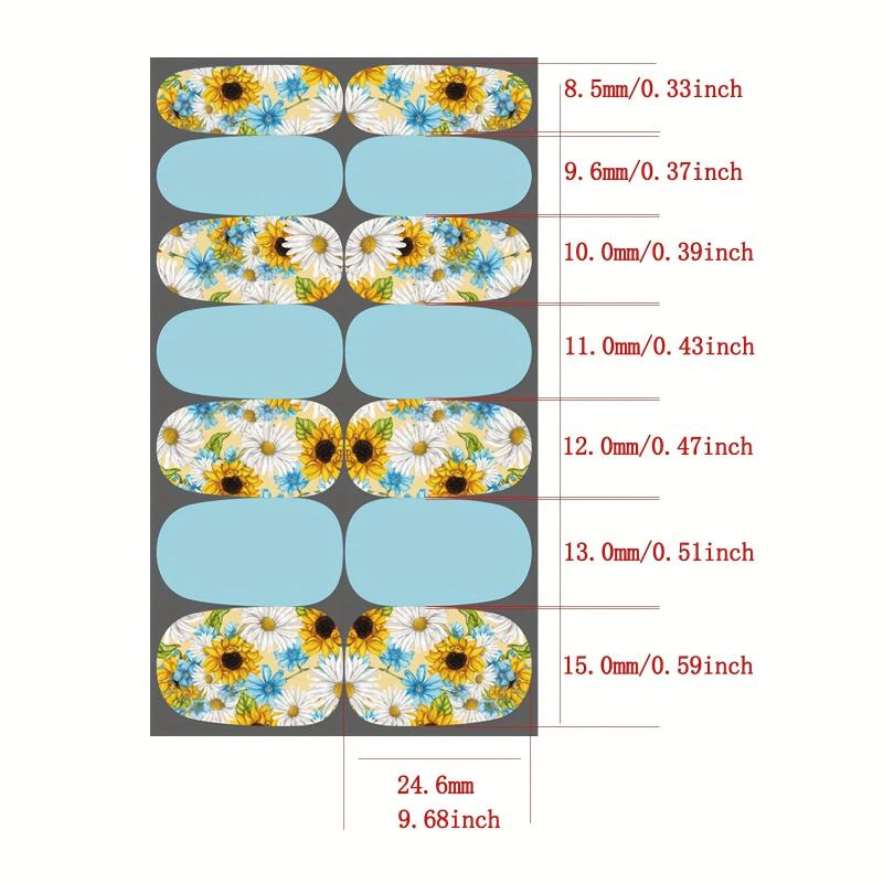 Sunflower Nail Art Stickers Full Wrap with 2 Nail Files