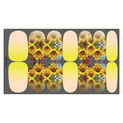 Sunflower Nail Art Stickers Full Wrap with 2 Nail Files