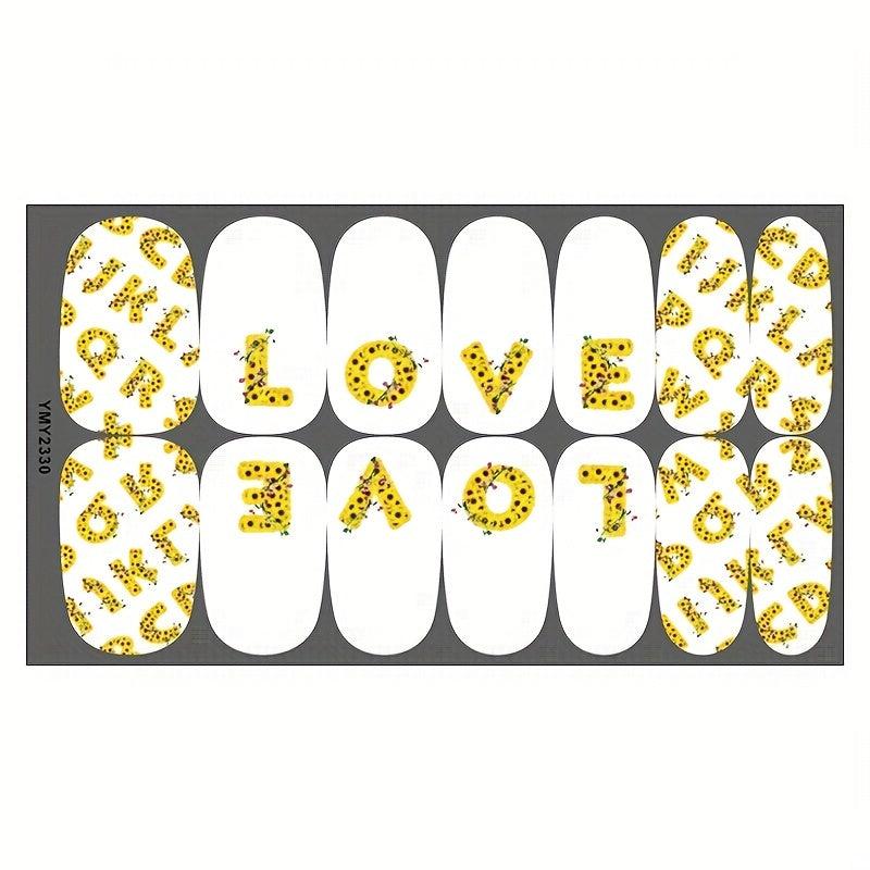 Sunflower Nail Art Stickers Full Wrap with 2 Nail Files