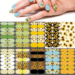 Sunflower Nail Art Stickers Full Wrap with 2 Nail Files