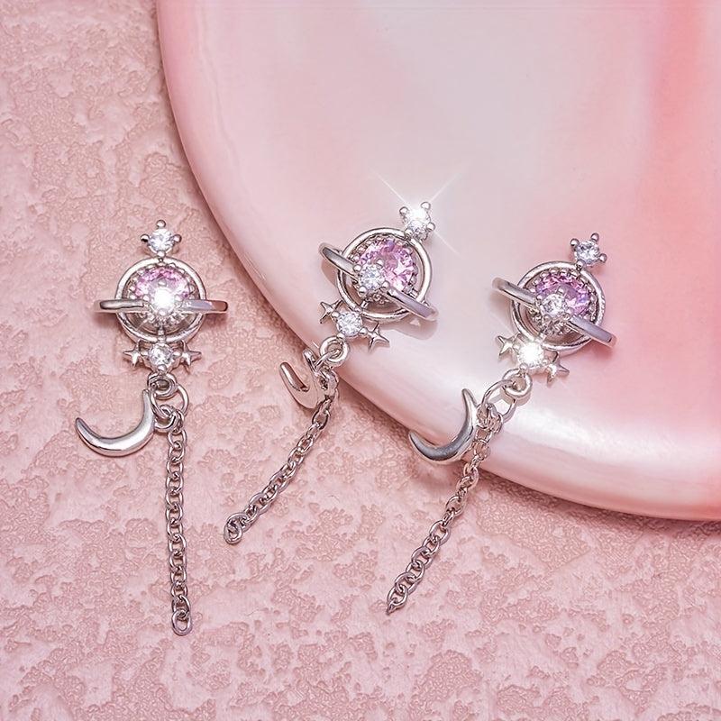 1Pcs 3D Zircon Moon Star Nail Pendant Y2K Nail Art Charms Nail Art Jewelry