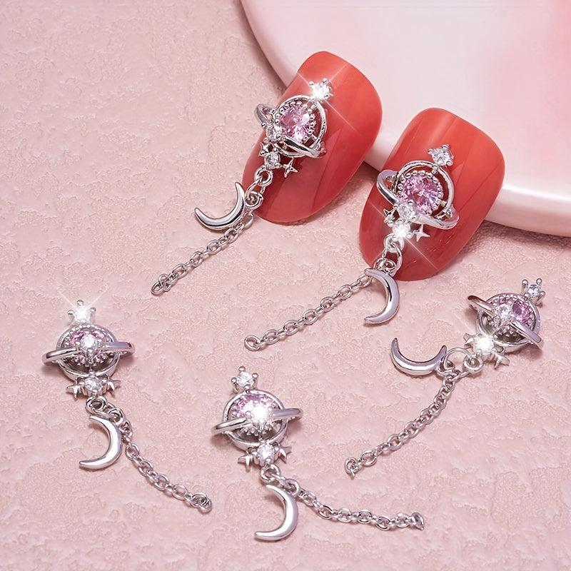 1Pcs 3D Zircon Moon Star Nail Pendant Y2K Nail Art Charms Nail Art Jewelry
