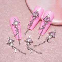 1Pcs 3D Zircon Moon Star Nail Pendant Y2K Nail Art Charms Nail Art Jewelry