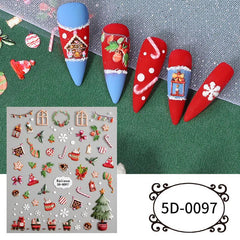 5D Santa Snowflake Snowman Nail Art Stickers