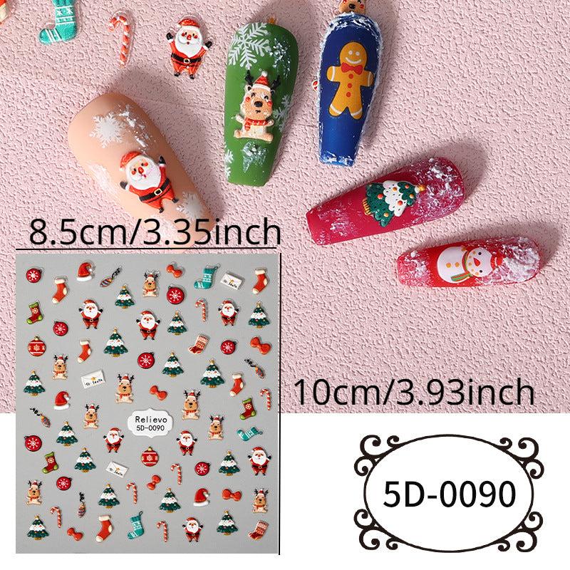 5D Santa Snowflake Snowman Nail Art Stickers