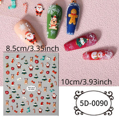 5D Santa Snowflake Snowman Nail Art Stickers