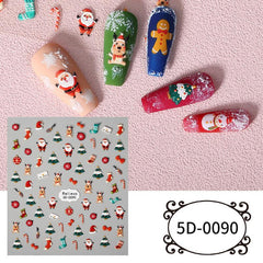 5D Santa Snowflake Snowman Nail Art Stickers