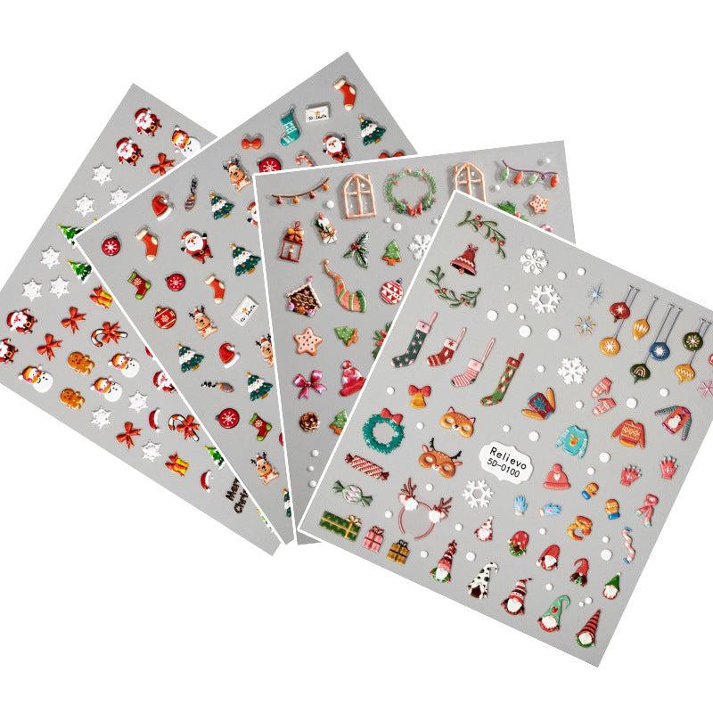 5D Santa Snowflake Snowman Nail Art Stickers