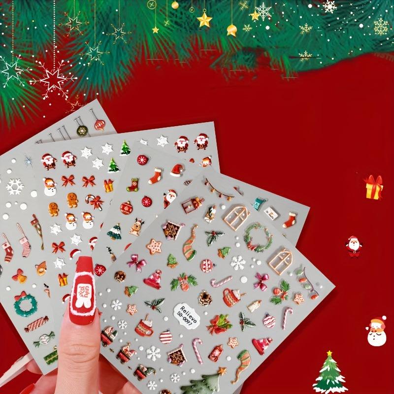 5D Santa Snowflake Snowman Nail Art Stickers