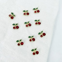 10pcs Cherry Alloy Metal Nail Art Charms with Rhinestone Crystal
