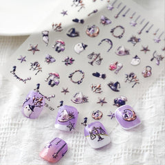 5D Halloween Nail Art Stickers Ghost Witch Decals Self Adhesive Nail Decor