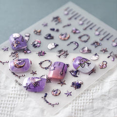 5D Halloween Nail Art Stickers Ghost Witch Decals Self Adhesive Nail Decor