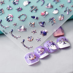 5D Halloween Nail Art Stickers Ghost Witch Decals Self Adhesive Nail Decor