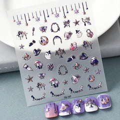 5D Halloween Nail Art Stickers Ghost Witch Decals Self Adhesive Nail Decor