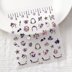 5D Halloween Nail Art Stickers Ghost Witch Decals Self Adhesive Nail Decor