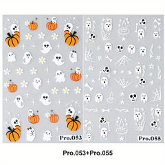 Halloween Skeleton Pumpkin Cross Nail Art Stickers