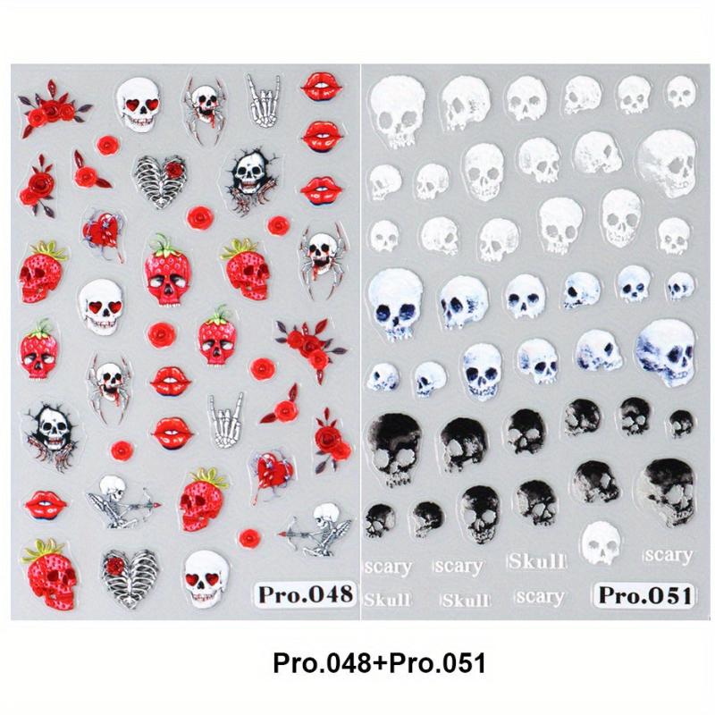 Halloween Skeleton Pumpkin Cross Nail Art Stickers
