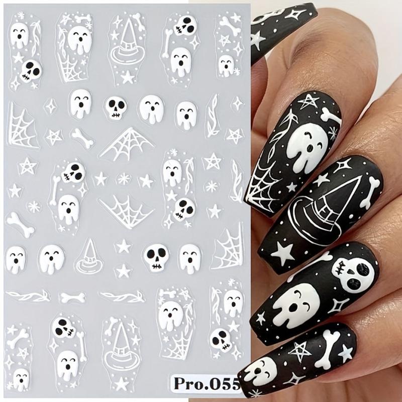 Halloween Skeleton Pumpkin Cross Nail Art Stickers