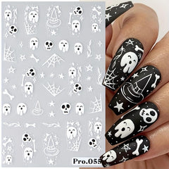 Halloween Skeleton Pumpkin Cross Nail Art Stickers