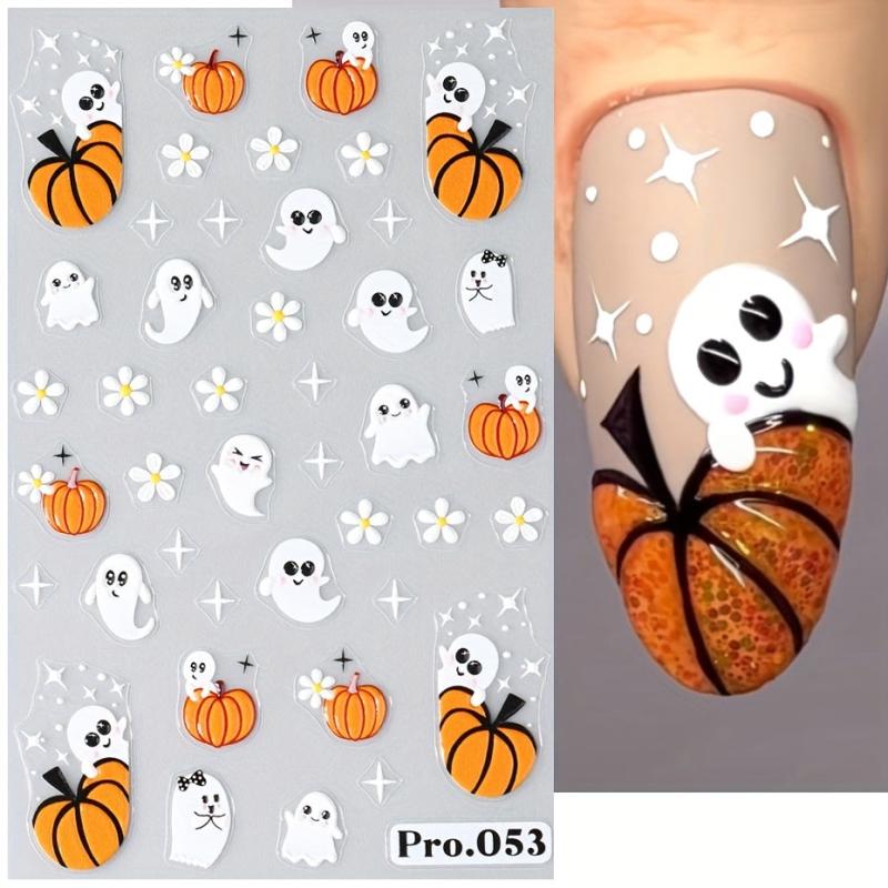 Halloween Skeleton Pumpkin Cross Nail Art Stickers