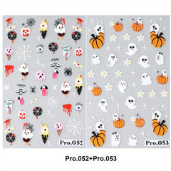 Halloween Skeleton Pumpkin Cross Nail Art Stickers