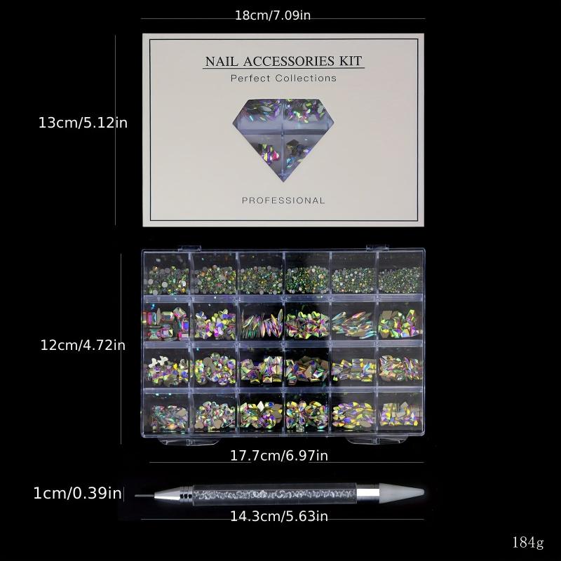 Crystal AB Nail Art Rhinestone Set Half Round Gemstones