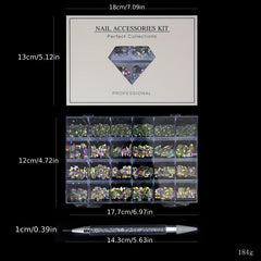 Crystal AB Nail Art Rhinestone Set Half Round Gemstones