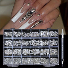 Crystal AB Nail Art Rhinestone Set Half Round Gemstones