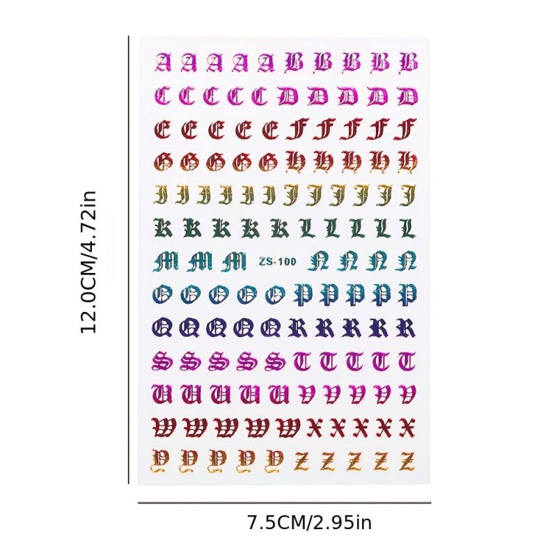 Holographic 3D Letter Nail Art Stickers for Manicure Decorations