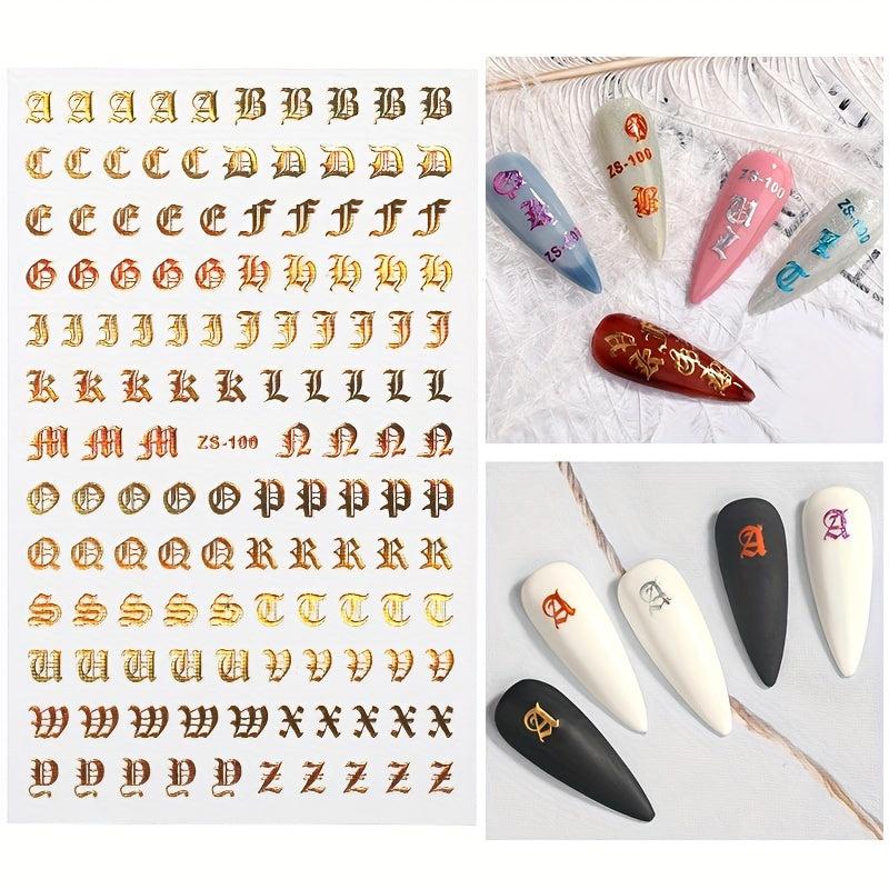 Holographic 3D Letter Nail Art Stickers for Manicure Decorations