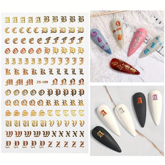 Holographic 3D Letter Nail Art Stickers for Manicure Decorations