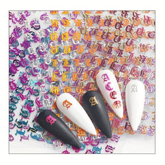 Holographic 3D Letter Nail Art Stickers for Manicure Decorations