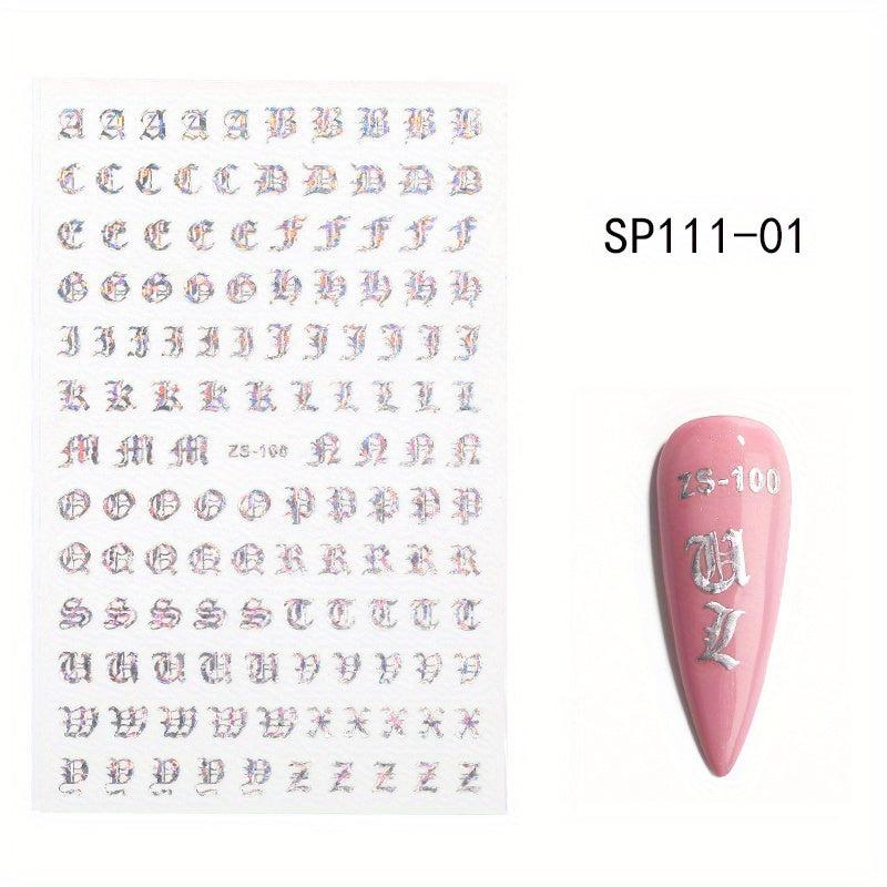 Holographic 3D Letter Nail Art Stickers for Manicure Decorations