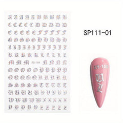 Holographic 3D Letter Nail Art Stickers for Manicure Decorations